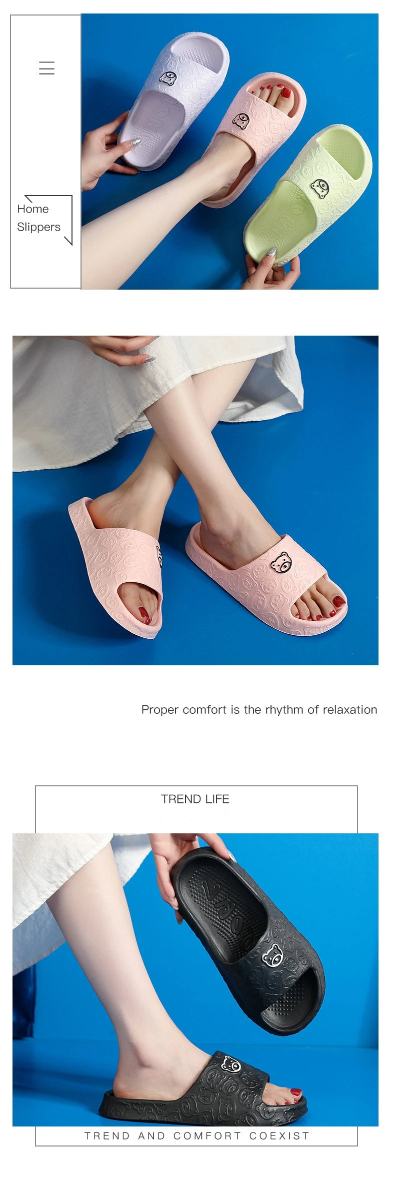 Fashion Women's Slippers Indoor Soft Sole Cartoon Bear